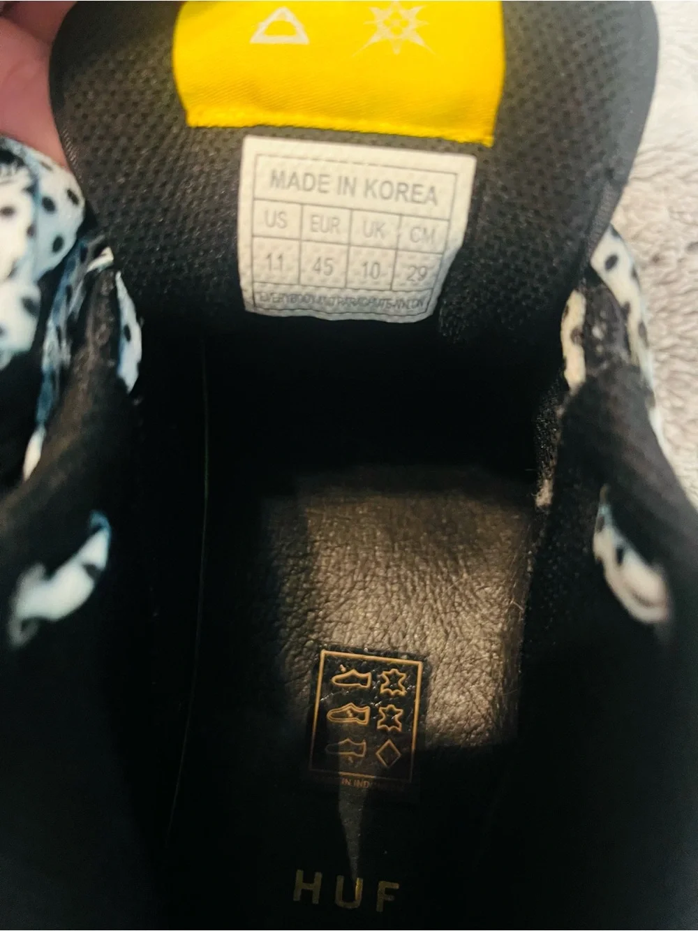 Alife Black High-Top Sneakers with Yellow Logo and White Polka Dot Laces